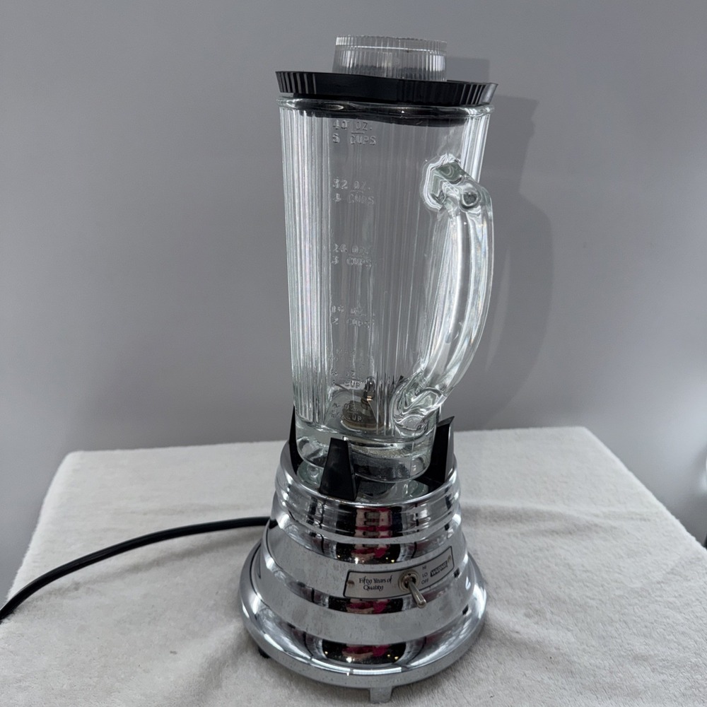 Retro 50th Anniversary Chrome Waring Blender, Model 51BL25, works great!